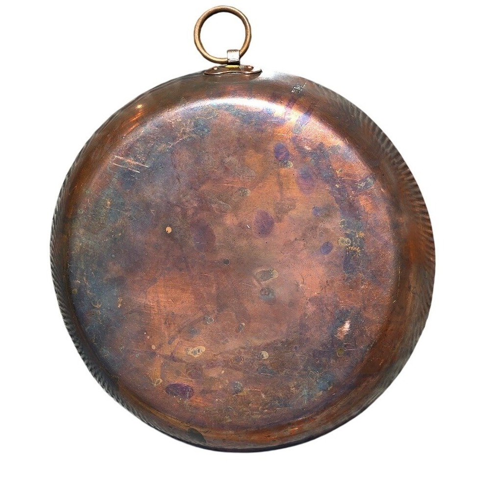 antique M DE LALANDE french copper hand hammered tarte tatin pan tin lined 11"